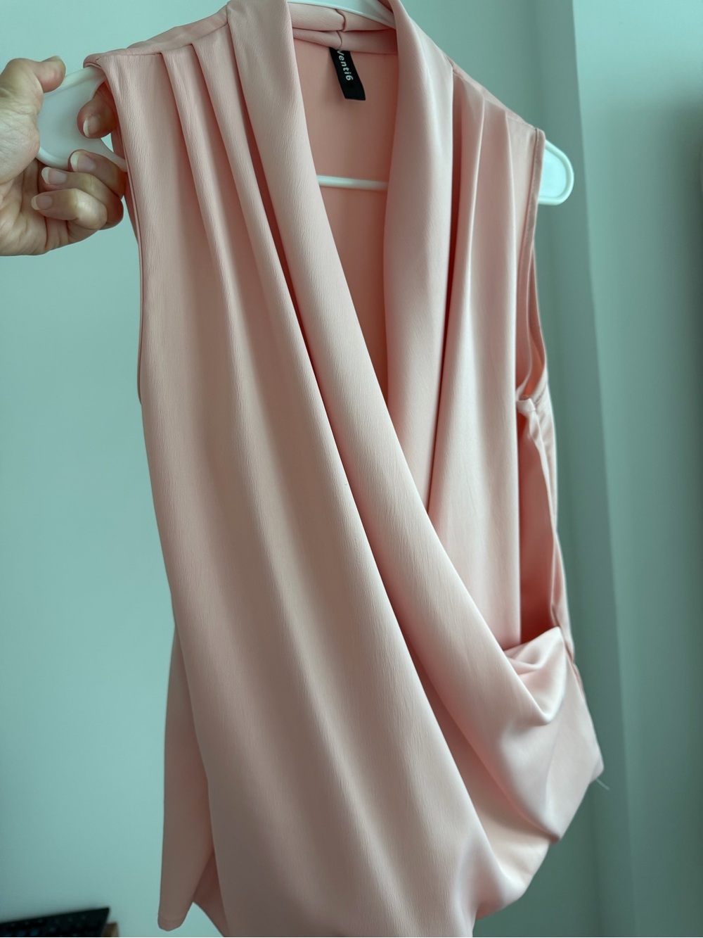Sleeveless Draped Blouse in Blush Pink